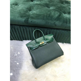 Hermes Birkin Bag Original Leather crocodile togo HBK2530 blackish green 1:1 Replica HMSU6SPKX54