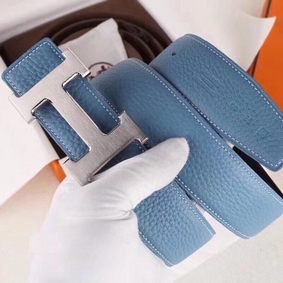 Hermes H Belt Buckle & Blue Clemence 32 MM Strap Replica HMS8R1CDW4X