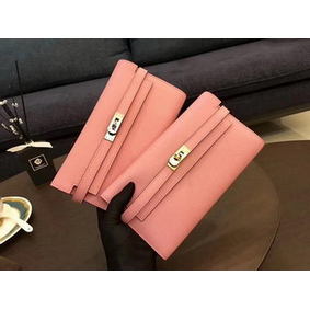 Hermes Kelly Epsom Leather Wallet H4086 Pink 1:1 Replica HMSA3Q02SX4