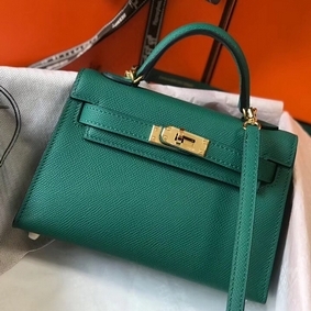 Hermes Kelly Mini II Bag In Vert Vertigo Epsom Leather GHW HMSQA6P52EF