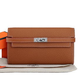 Cheap Hermes Kelly Original Leather Bi-Fold Wallet A708 Camel HMS0TRXB2M6