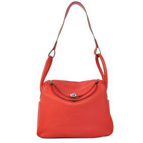 Hermes Lindy 30CM Havanne Handbags 1057 Red Leather Silver Hardware Handbags 1:1 Replica HMSR2J2FK4H