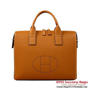Hermes Mens Briefcase Calf Leather H1289A Camel Replica HMS502X2BEM