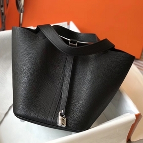 Knockoff Hermes Picotin Lock 18 Bag In Black Clemence Leather HMSD7I7WYDH