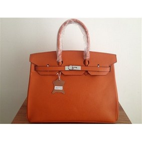 Hermes Birkin 35CM Tote Bag Orange Clemence Leather H6089 Silver Replica HMS279GMBWJ