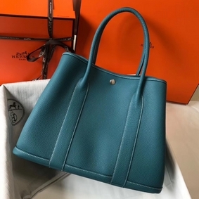 Hermes Garden Party 36 Bag In Blue Jean Clemence Leather Replica HMSRZNC606T