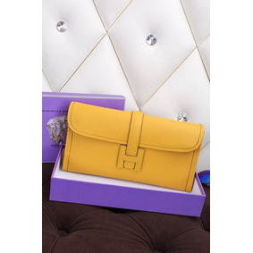 1:1 Replica Hermes Jige Clutch Bag Calfskin Leather H258 Lemon HMS8HO56LKI