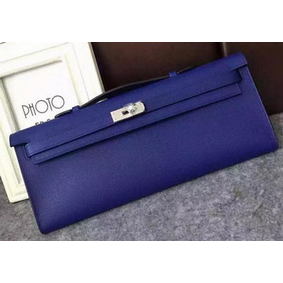 Knockoff Hermes Kelly 31cm Clutch Epsom Leather KL31 Blue HMS9794KY6T