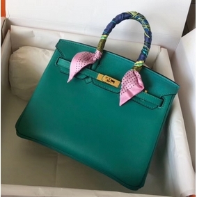 Hermes Birkin 25 Handmade Bag In Malachite Swift Leather Replica HMSI35W4UQ8