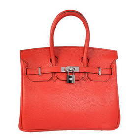 High Quality Hermes Birkin 25CM Tote Bags Togo Leather Red Silver HMS0N80CU93