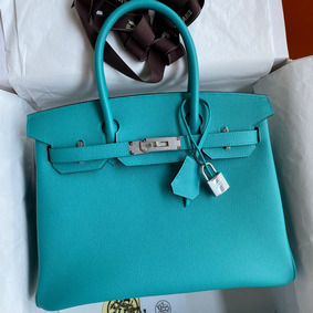 Cheap Hermes Birkin 30 Retourne Handmade Bag In Blue Paon Epsom Calfskin HMS8TC7W7Y4