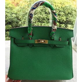 First-class Quality Hermes Birkin 30CM Tote Bags Green Calfskin Leather BK30 Gold HMS4HXG3PVJ
