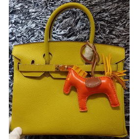 Hermes Birkin 30CM Tote Bags Litchi Leather H30LI Lemon 1:1 Replica HMSJSLI4H76