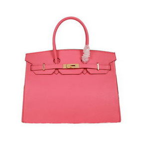 Hermes Birkin 35CM Tote Bag Pink Clemence Leather H35 Gold Replica HMSV56P9WWV