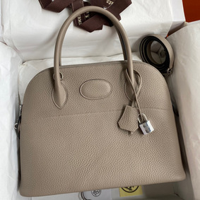 Hermes Bolide 1923 31 Handmade Bag In Gris Asphalt Clemence Leather HMSGGFU0UD0