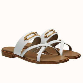Fake Hermes Claire Sandals In White Calfskin HMS8TEXRQ9J