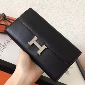 AAA Hermes Constance Long Wallet In Black Swift Leather HMSBY40QRPG