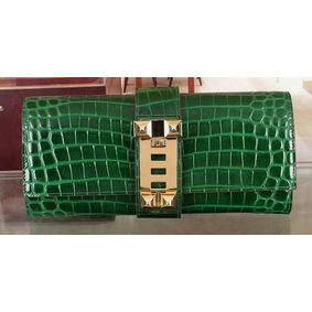 AAA Hermes Croco Leather Clutch H88017 Green HMS484ZSP6M