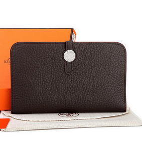 Cheap Hermes Dogon Combined Wallet A508 Dark Brown HMS865TRKC2