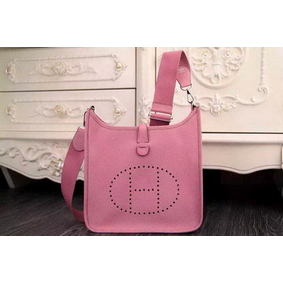 Best Quality Hermes Evelyne 28cm Original calf leather Messenger Bag H1188 Pink HMSWT14UJDO