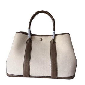 Fake Hermes Garden Party 36CM Bag Canvas Leather H11M Grey HMSA1B8E6B1