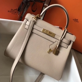 Hermes Kelly 28cm Bag In Argile Clemence Leather GHW Replica HMSLQ4Q59BJ