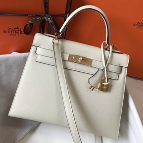 Knockoff Hermes Kelly 28cm Bag In White Epsom Leather GHW HMS912X14R1