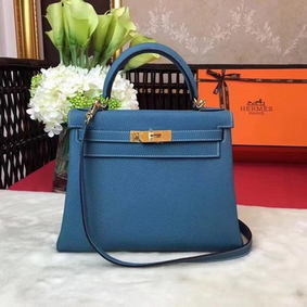 AAA Hermes Kelly 32cm Shoulder Bag TOGO Leather KY32 Blue HMS51BA5O8J