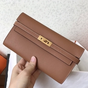Hermes Kelly Classic Long Wallet In Brown Epsom Leather Replica HMSMNKHVH24