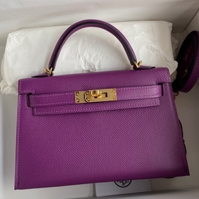 Hermes Kelly Mini II Sellier Handmade Bag In Anemone Epsom Calfskin 1:1 Replica HMSU5SS404K