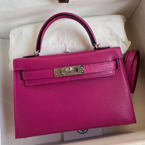 Cheap Hermes Kelly Mini II Sellier Handmade Bag In Rose Purple Chevre Mysore Leather HMSIZYGXPR3