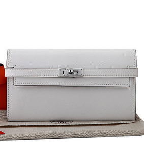 First-class Quality Hermes Kelly Original Saffiano Leather Bi-Fold Wallet A708 White HMSA2AC3T5V