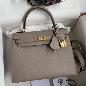 Hermes Kelly Sellier 25 Handmade Bag In Gris Asphalt Epsom Calfskin HMS7LQ00ME1