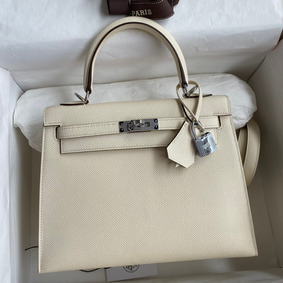 Fake Hermes Kelly Sellier 25 Handmade Bag In Nata Epsom Calfskin HMS2J190Q3L