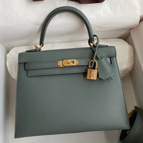 Cheap Hermes Kelly Sellier 25 Handmade Bag In Vert Amande Epsom Calfskin HMSB04R0W2H