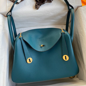 Hermes Lindy 30 Handmade Bag In Vert Bosphore Clemence Leather Replica HMS8Q5V966Z