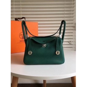 Hermes Lindy Original Togo Leather Bag 5086 Green Replica HMSLFJ1X6R3