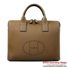 Hermes Mens Briefcase Calf Leather H1289A Khaki Replica HMSY9V7XIS7