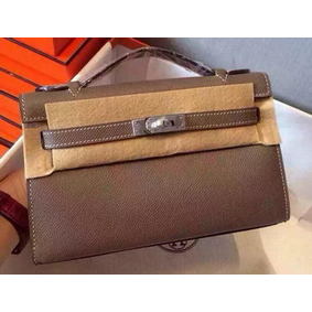Hermes MINI Kelly 22cm Tote Bag Calfskin Leather K22 Grey 1:1 Replica HMSPEAC42G2