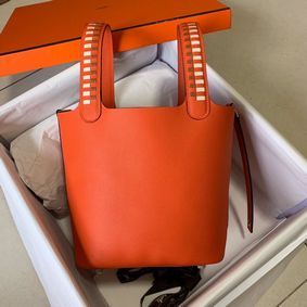 AAA Hermes Picotin Lock PM Taurillon Epsom Leather Orange 9809 Silver HMS8UC4D8Z9