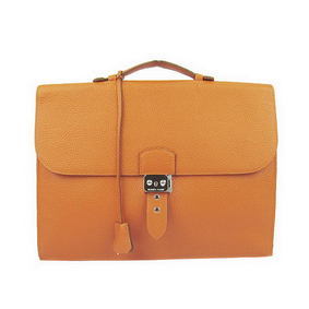 Copy Hermes Sac Depeche 38cm Briefcase Clemence Orange HMSUAGPUH41