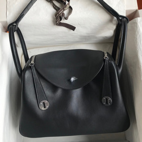 Imitation Hermes Touch Lindy 30 Handmade Bag In Black Swift Calfskin HMSBIFT3YQG