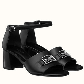 Hermes Viaggio 60MM Sandals In Black Leather 1:1 Replica HMS3BFQS11Y