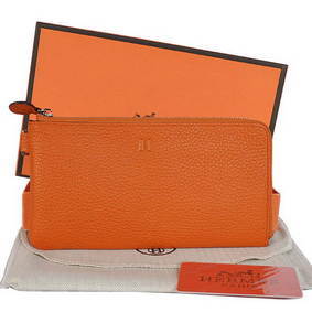 Hermes Zipper Cards Wallet Togo Leather A908 Orange Top Replica HMS1085U6PS