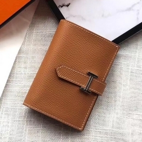 New Hermes Bearn Mini Wallet In Gold Epsom Leather HMS46P493N3