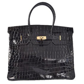 Hermes Birkin 35CM Tote Bag Black Iridescent Croco Leather Gold Top Replica HMSI1QYO2Z8
