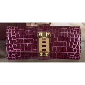 Fake Hermes Croco Leather Clutch H88017 Purple HMSQ6ZAYIFB