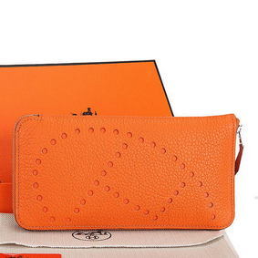 Hermes Evelyn Long Zip Wallet A808 Orange 1:1 Replica HMS9V5TSI2A