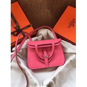 Imitation Hermes Original Halzan mini bag H069523 rose azalee HMSF1O8SZEJ