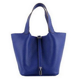 Imitation Hermes Picotin Lock MM Bags Clemence Leather H8616 Blue HMSSW10TYQD